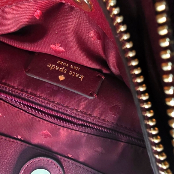 Kate Spade Jackson Cherrywood Pebbled Leather Large Satchel Tote Shoulder Bag - Picture 7 of 11